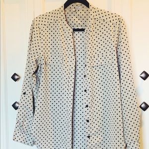 NY Collection polka dot button down blouse